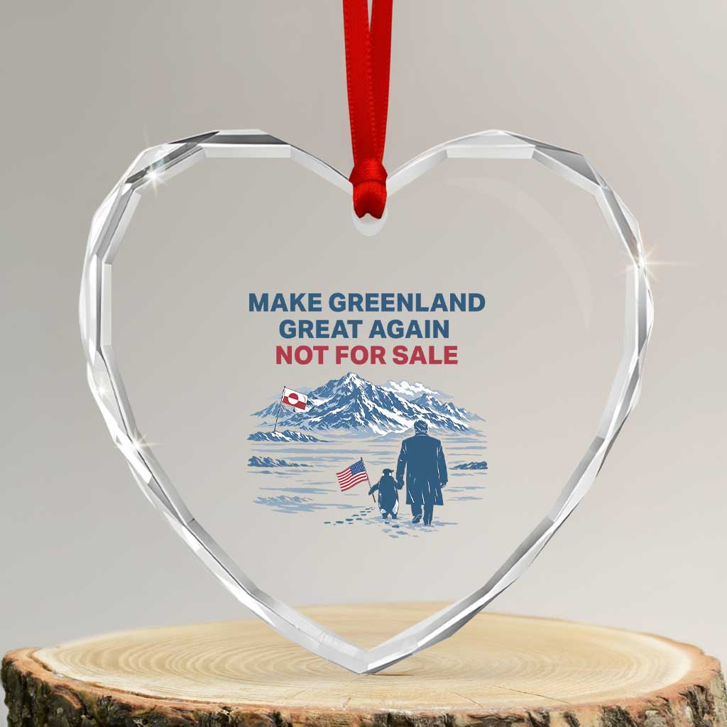 Greenland Is Not for Sale Heart Crystal Glass Ornament Funny Nihilist Penguin Greenland Political Meme FDT