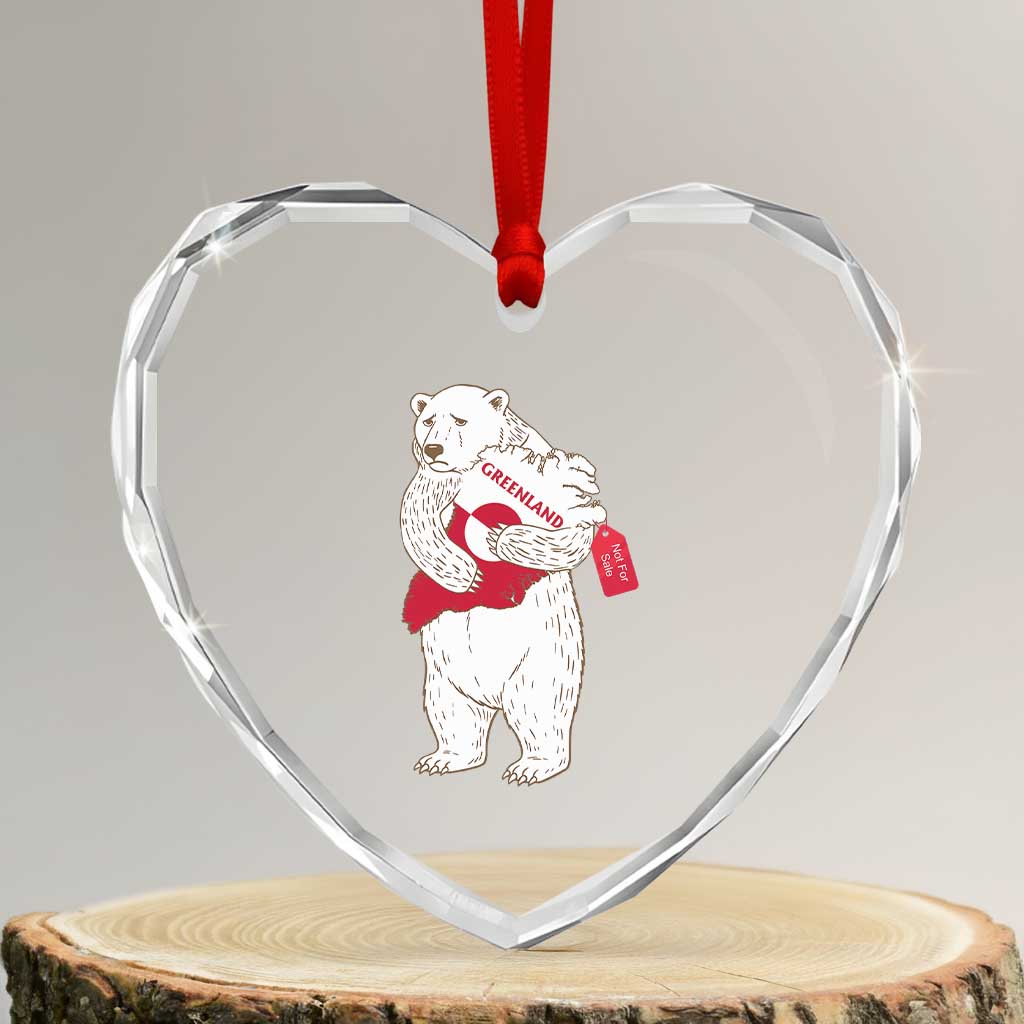 Greenland Is Not For Sale Heart Crystal Glass Ornament Greenland Bear Hug