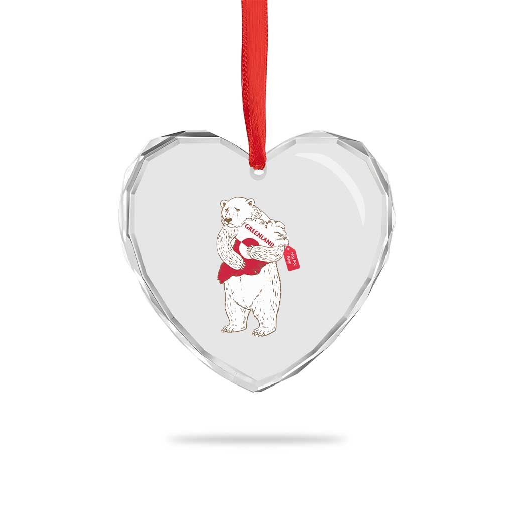 Greenland Is Not For Sale Heart Crystal Glass Ornament Greenland Bear Hug