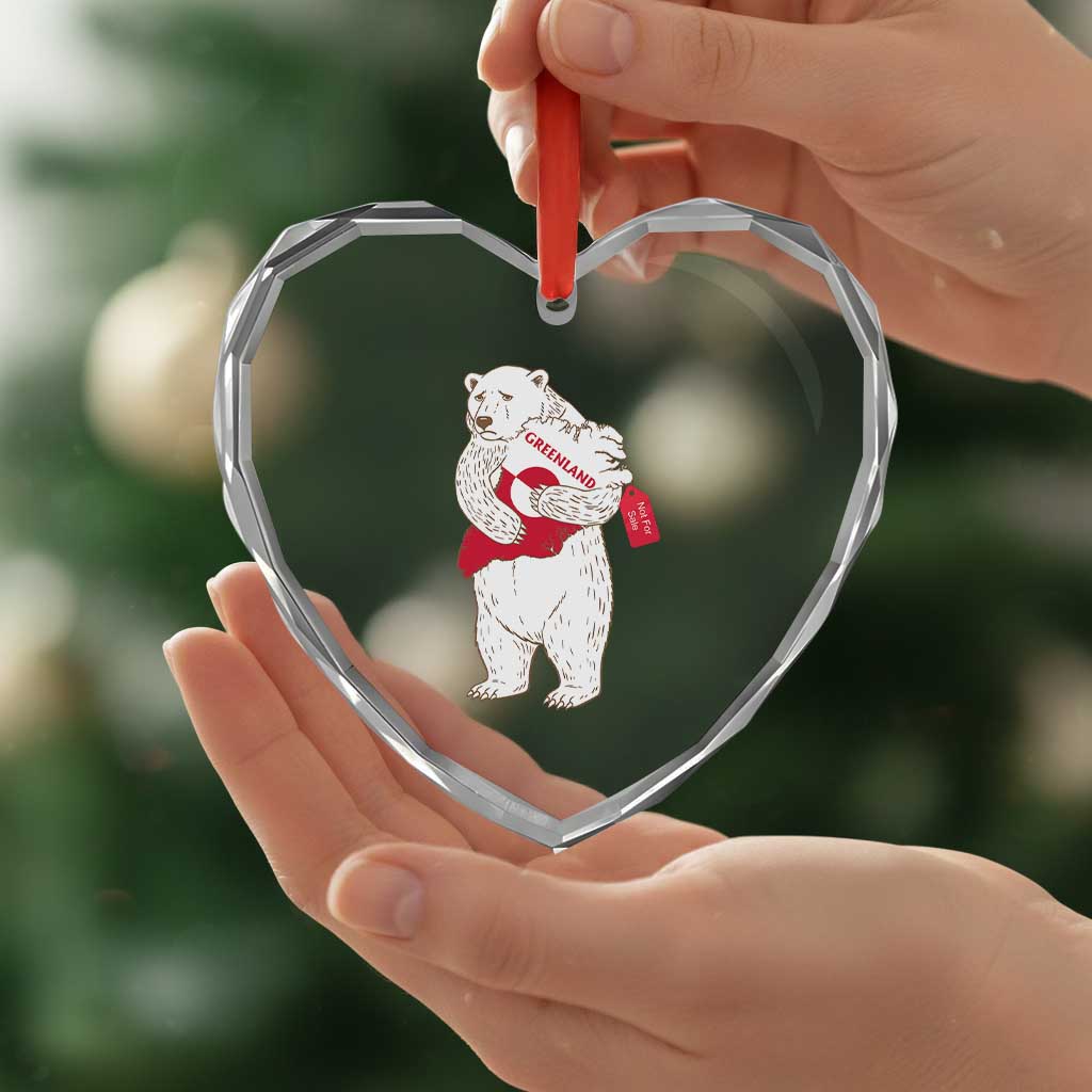 Greenland Is Not For Sale Heart Crystal Glass Ornament Greenland Bear Hug