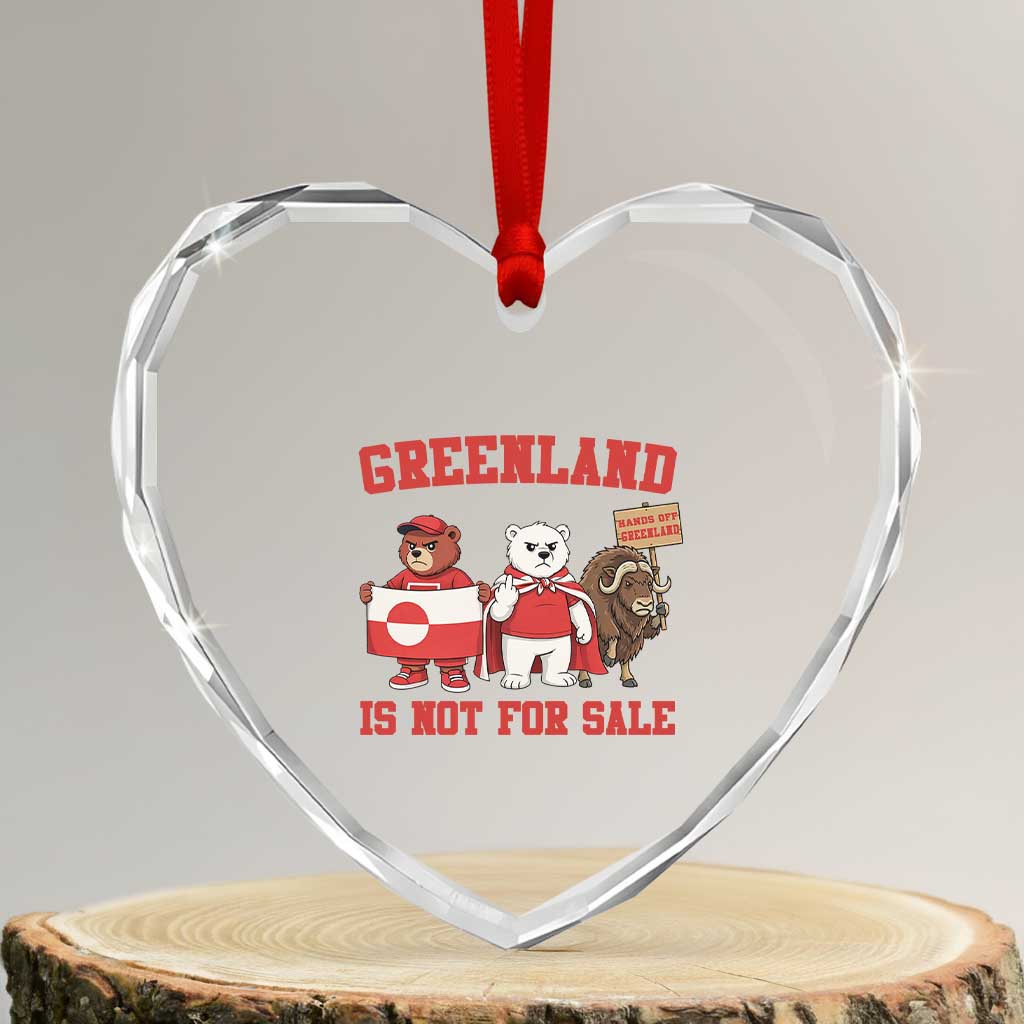 Greenland Is Not For Sale Heart Crystal Glass Ornament Greenland Lover Support