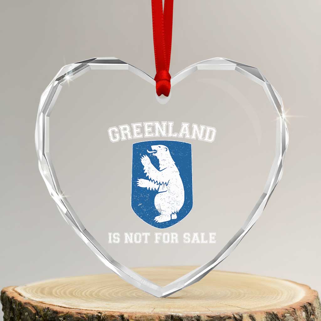 Greenland Is Not For Sale Heart Crystal Glass Ornament Polar Bear Vintage Political Protest