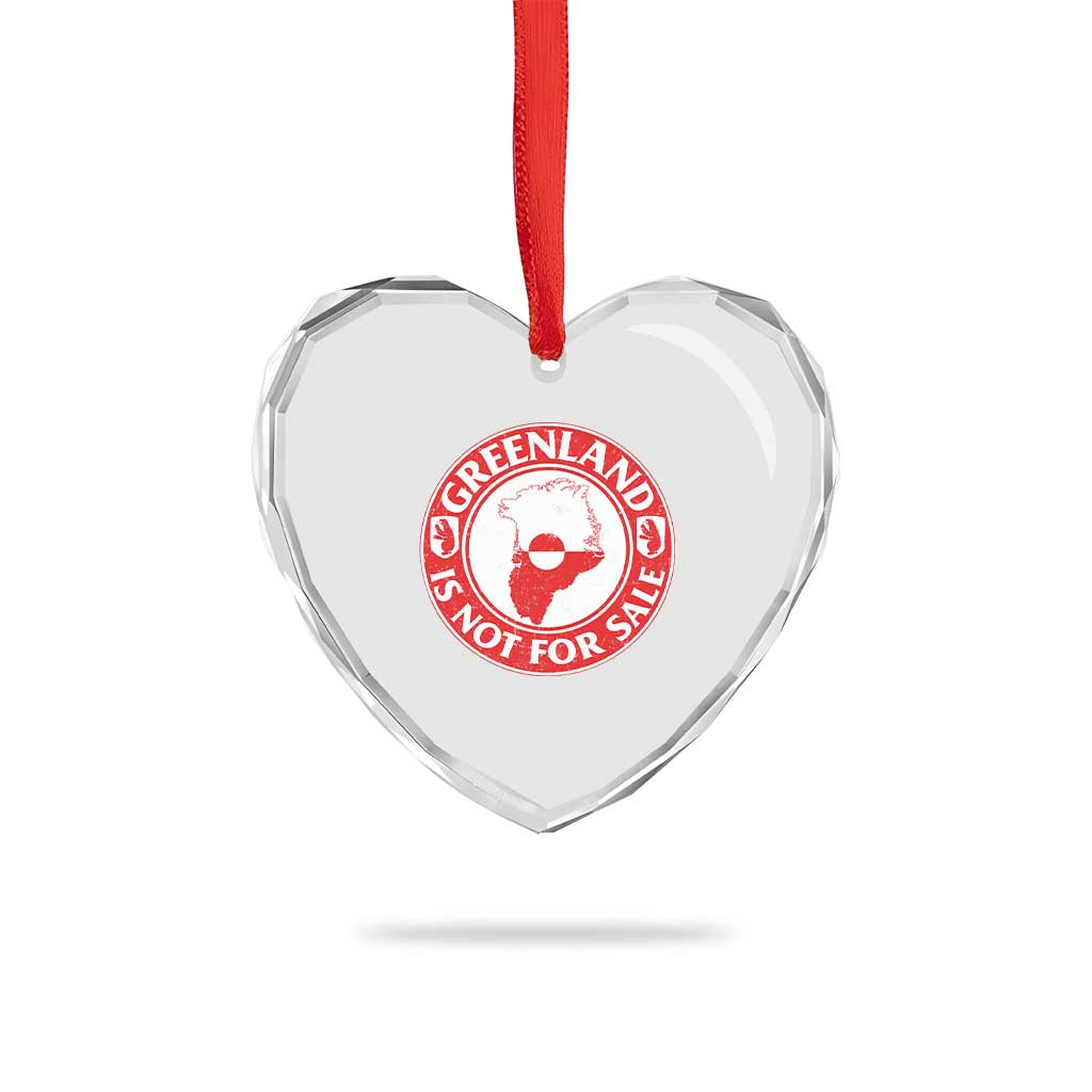 Greenland Is Not For Sale Heart Crystal Glass Ornament Political Statement Arms of Greenland