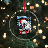 Greenland Is Not For Sale Protest Crystal Glass Ornament Aggressive Polar Bear with Middle Finger Graphic