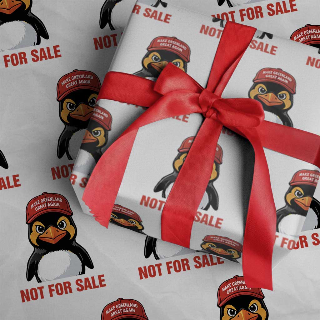 Greenland Is Not for Sale Wrapping Paper Roll Funny Nihilist Penguin FDT Political Meme