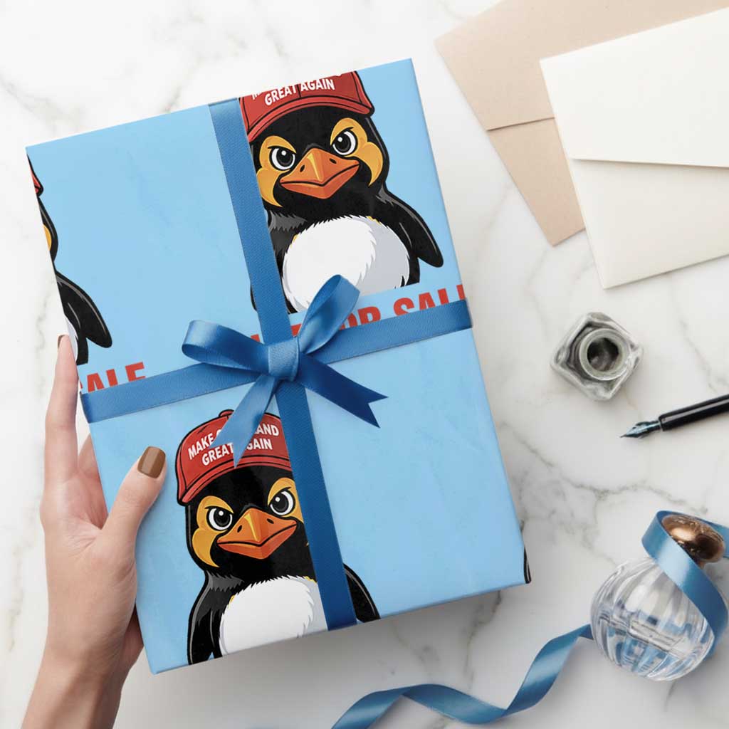 Greenland Is Not for Sale Wrapping Paper Roll Funny Nihilist Penguin FDT Political Meme