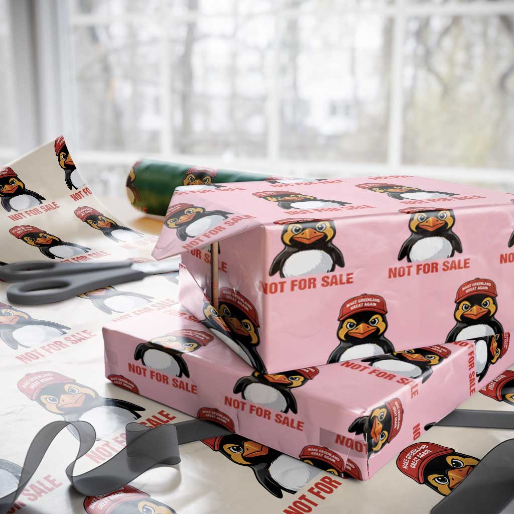 Greenland Is Not for Sale Wrapping Paper Roll Funny Nihilist Penguin FDT Political Meme