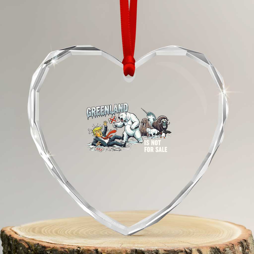 Greenland Not For Sale Heart Crystal Glass Ornament Political Humor Gift