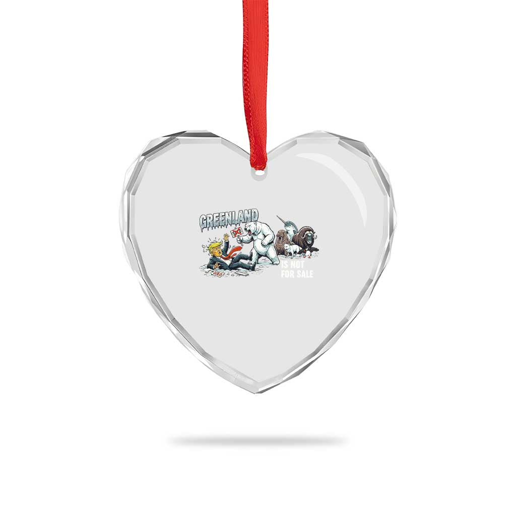 Greenland Not For Sale Heart Crystal Glass Ornament Political Humor Gift