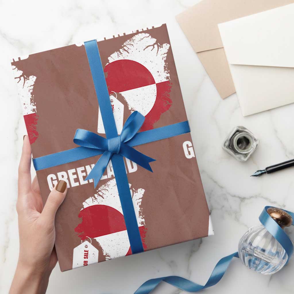 Greenland Not For Sale Patriotic Wrapping Paper Roll Grunge Flag and Price Tag Protest
