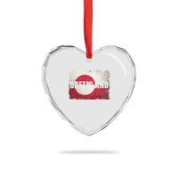 Greenland Pride Patriotic Greenlander Heritage Vintage Flag Heart Crystal Glass Ornament
