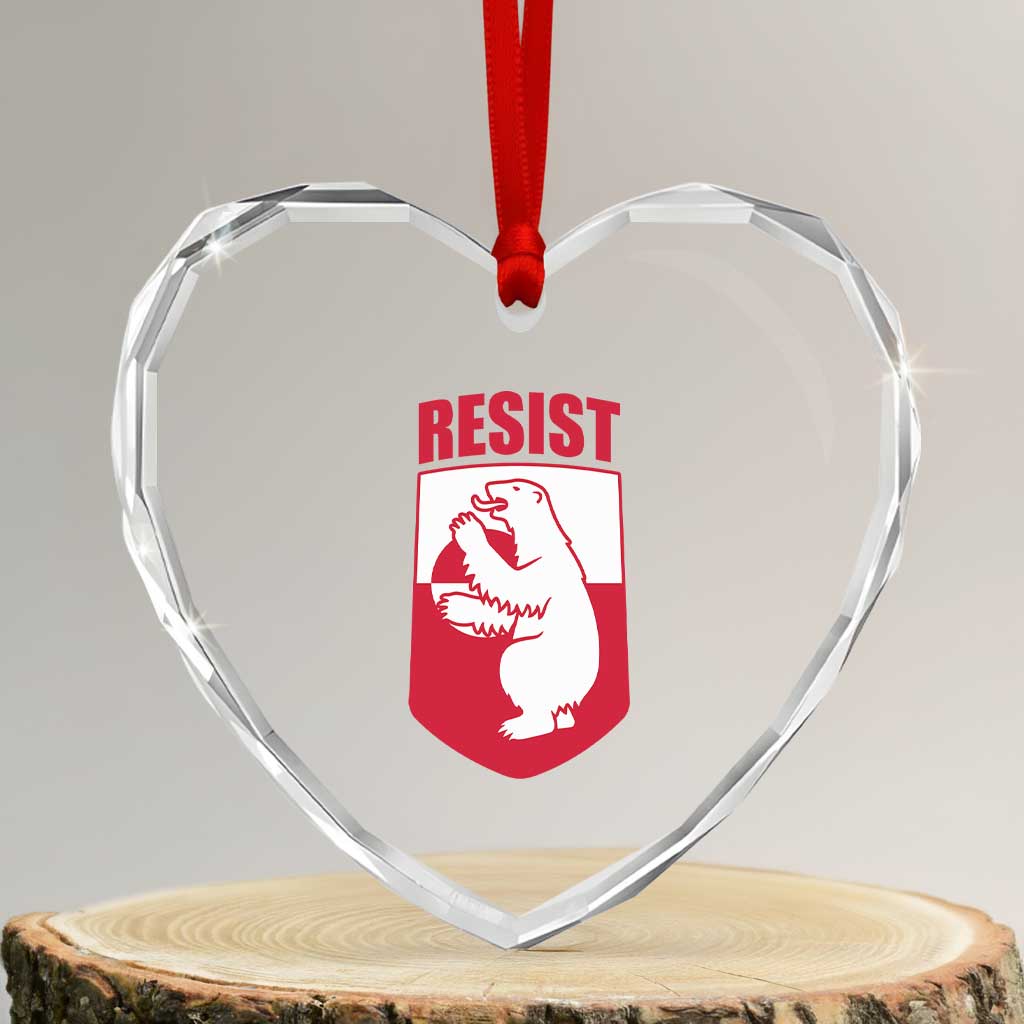 Greenland Resist Heart Crystal Glass Ornament Stand With Greenlanders