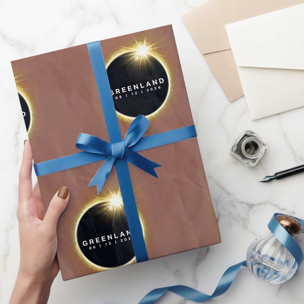 Greenland Total Solar Eclipse 2026 Wrapping Paper Roll Path of Totality Astronomy Gift