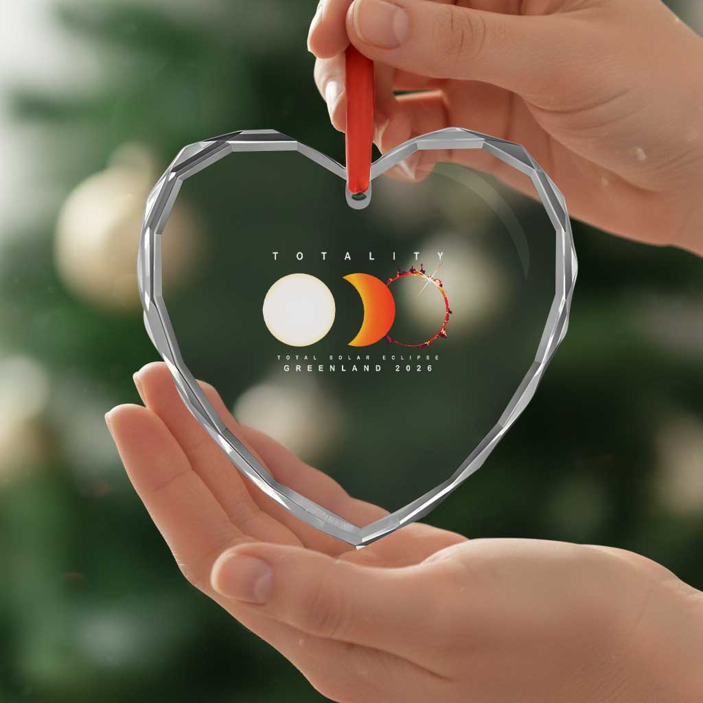 Greenland Total Solar Eclipse 2026 Totality Heart Crystal Glass Ornament Travel Souvenir Astronomy Geek Gift