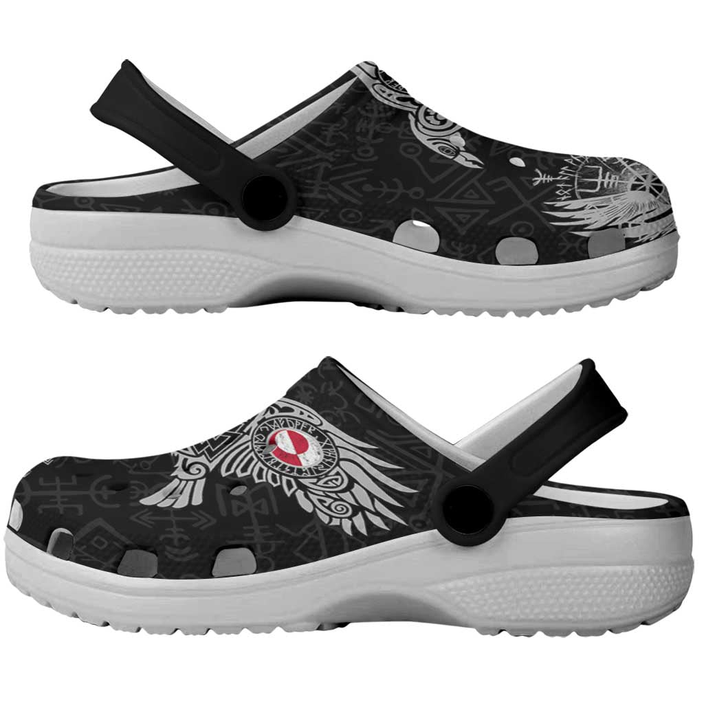 Greenland Viking Ravens Clogs Shoes Vegvisir Runes Pattern - Wonder Print Shop
