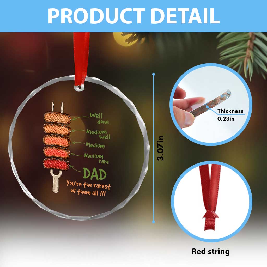 Grill Dad Crystal Glass Ornament You're The Rarest of Them All BBQ Father