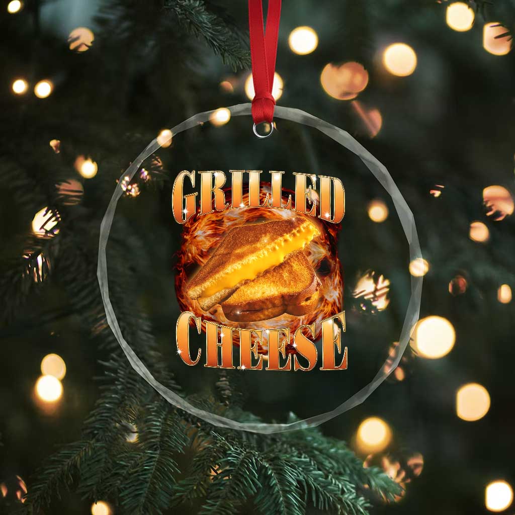 Grilled Cheese Crystal Glass Ornament Food Lover Funny Gag Weird Meme 90s - Wonder Print Shop