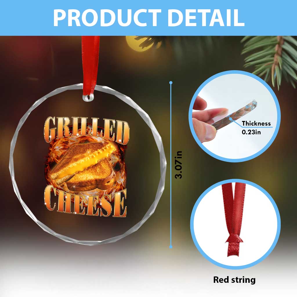Grilled Cheese Crystal Glass Ornament Food Lover Funny Gag Weird Meme 90s - Wonder Print Shop