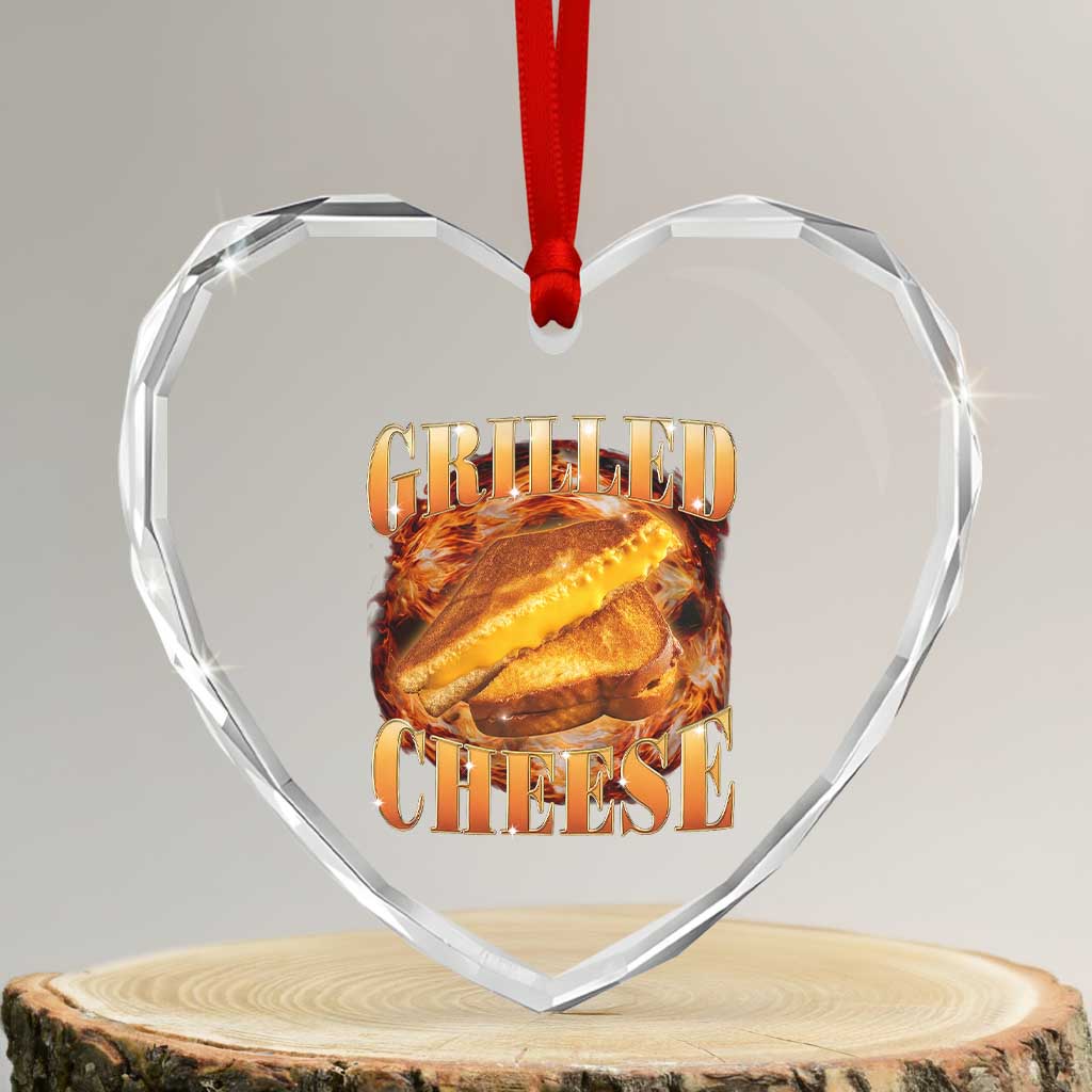 Grilled Cheese Heart Crystal Glass Ornament Food Lover Funny Gag Weird Meme 90s - Wonder Print Shop