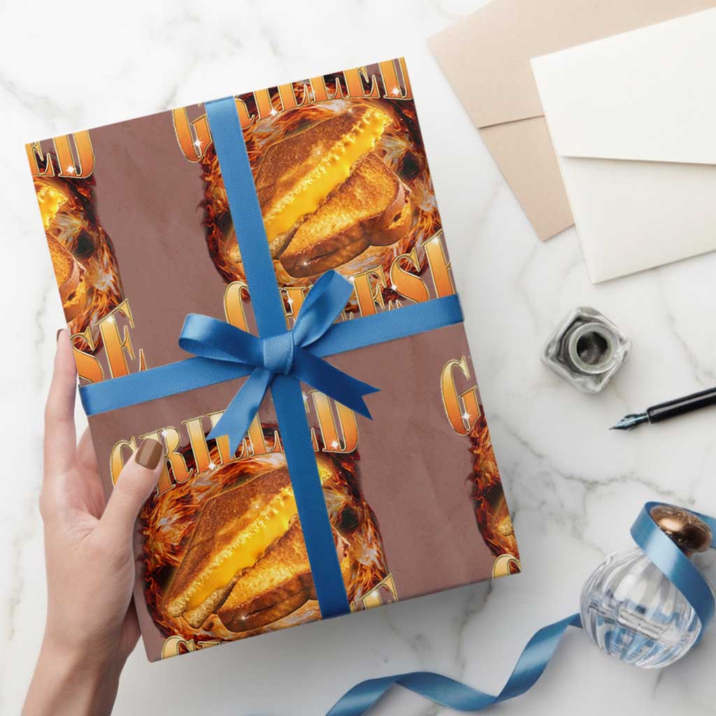 Grilled Cheese Wrapping Paper Roll Food Lover Funny Gag Weird Meme 90s - Wonder Print Shop