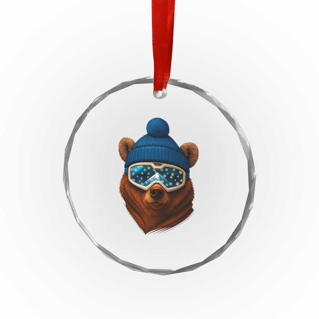 Grizzly Bear Snowboard Goggles Skiing Snow Winter Sport Crystal Glass Ornament - Wonder Print Shop