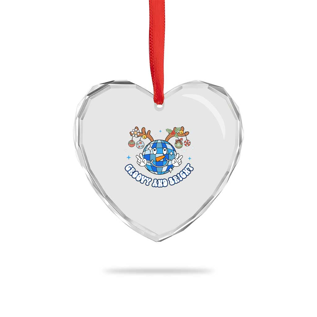 Groovy And Bright Merry Xmas Disco Ball Reindeer Heart Crystal Glass Ornament - Wonder Print Shop