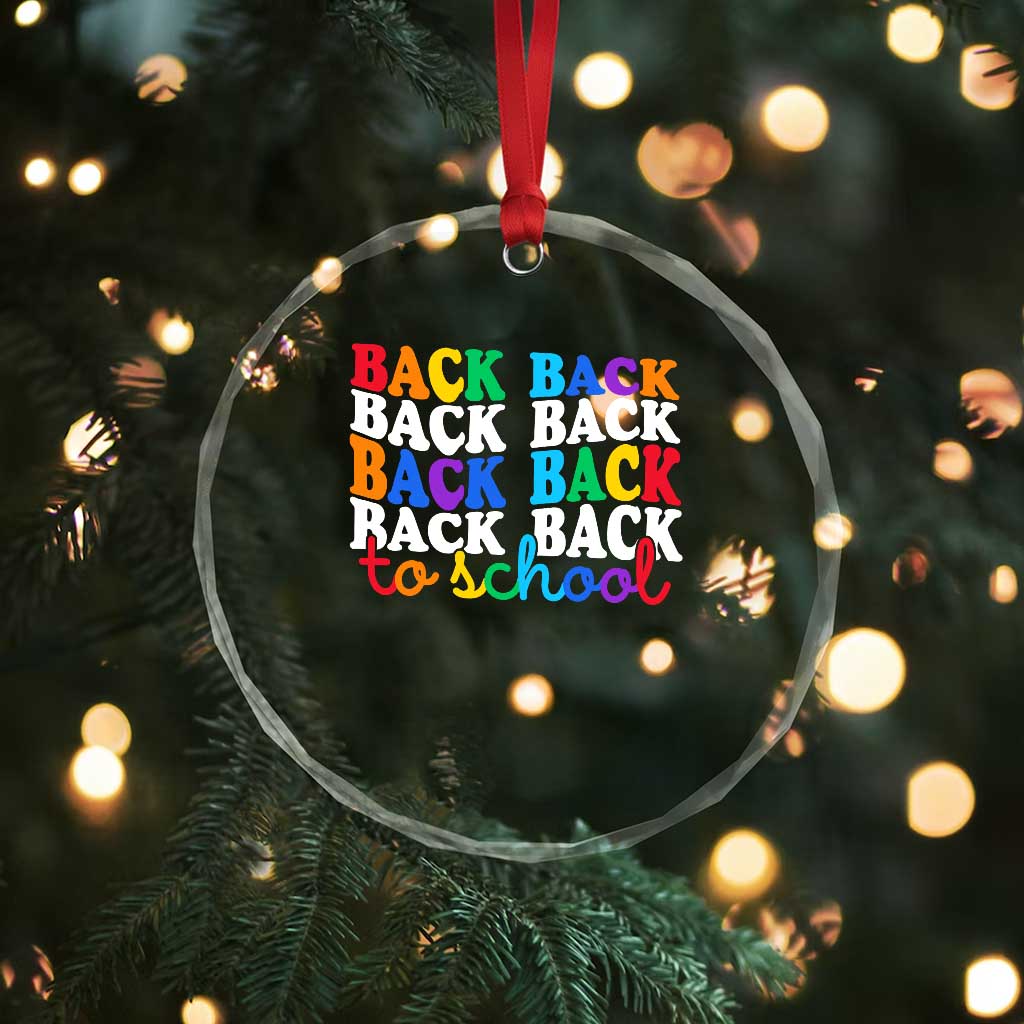 Groovy Back To School Crystal Glass Ornament First Day of School Colorful Teacher Student Kids