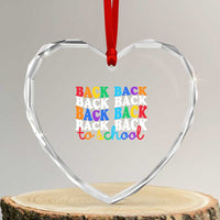 Groovy Back To School Heart Crystal Glass Ornament First Day of School Colorful Teacher Student Kids