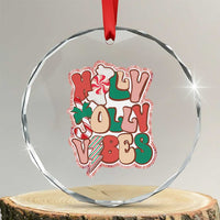 Groovy Christmas Crystal Glass Ornament Holly Jolly Vibes TS02