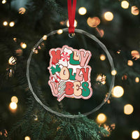 Groovy Christmas Crystal Glass Ornament Holly Jolly Vibes TS02