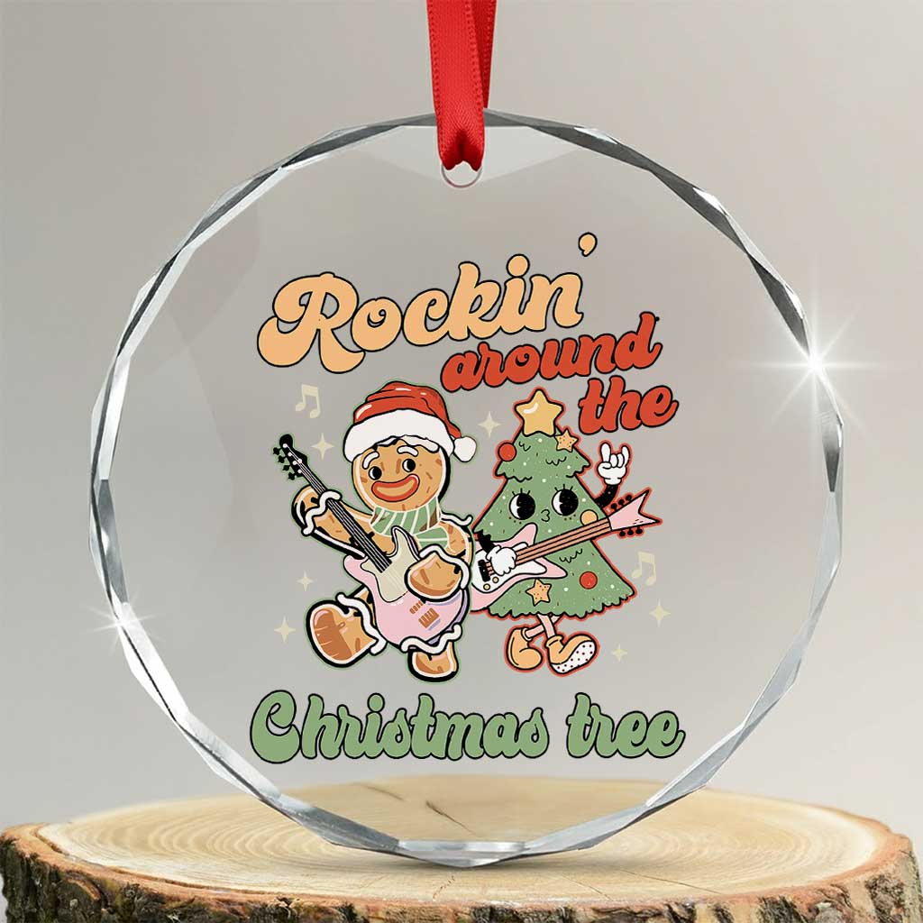 Groovy Christmas Crystal Glass Ornament Rockin' Around The Xmas Tree Groovy Gingerbread Man TS02