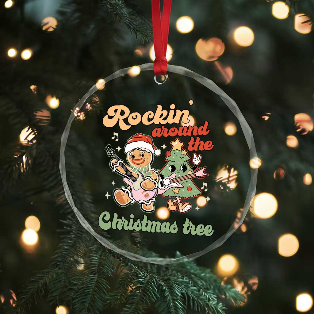 Groovy Christmas Crystal Glass Ornament Rockin' Around The Xmas Tree Groovy Gingerbread Man TS02