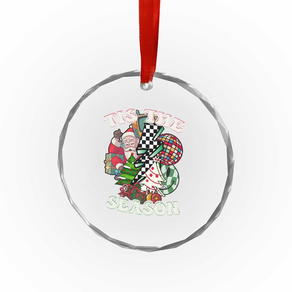 Groovy Christmas Crystal Glass Ornament Tis The Season Retro Santa Vibe TS02