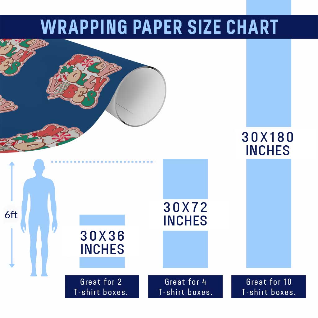 Groovy Christmas Wrapping Paper Roll Holly Jolly Vibes