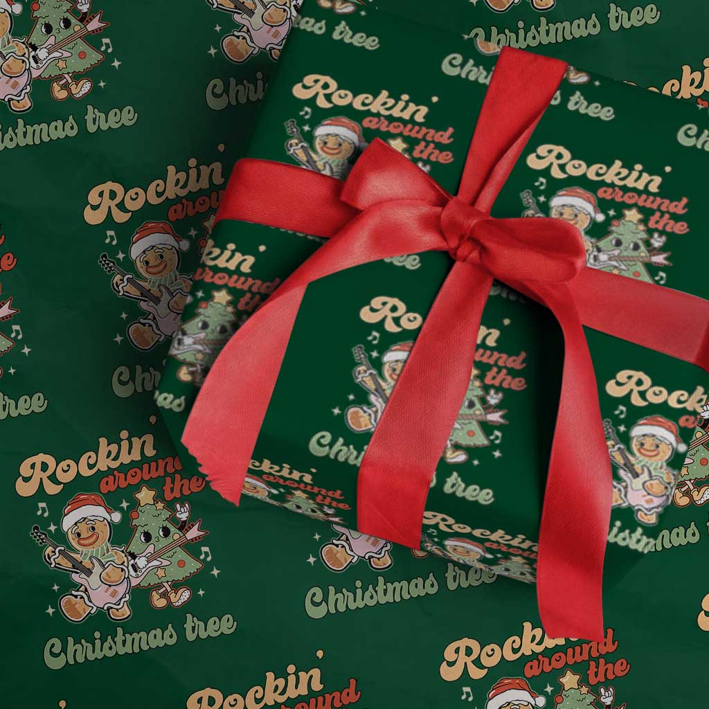 Groovy Christmas Wrapping Paper Roll Rockin' Around The Xmas Tree Groovy Gingerbread Man