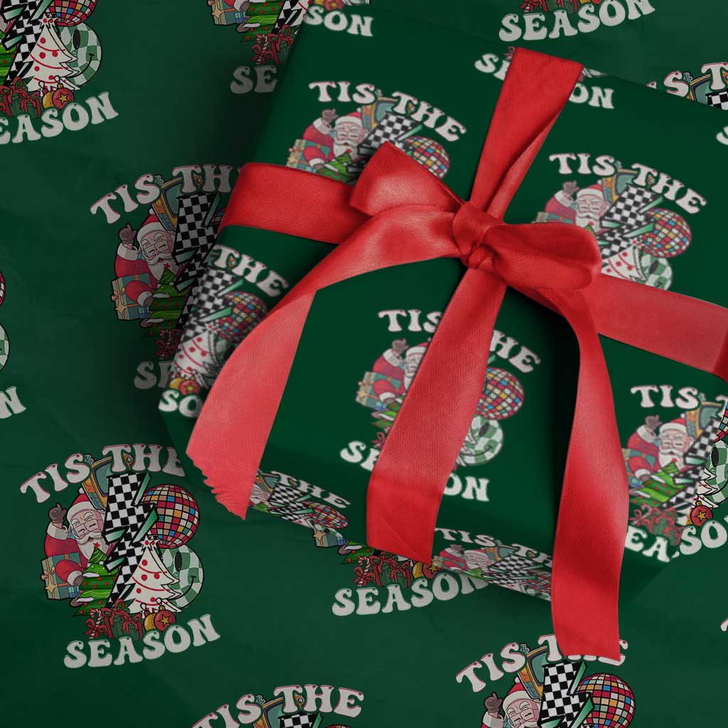 Groovy Christmas Wrapping Paper Roll Tis The Season Retro Santa Vibe