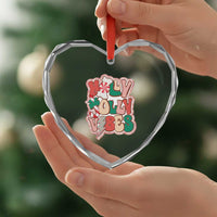 Groovy Christmas Heart Crystal Glass Ornament Holly Jolly Vibes - Wonder Print Shop