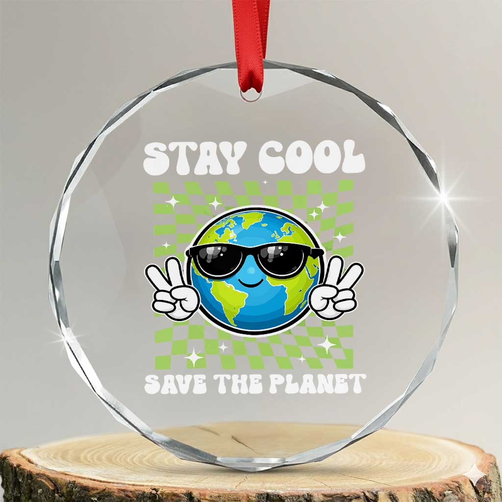Groovy Earth Day Save The Planet Crystal Glass Ornament