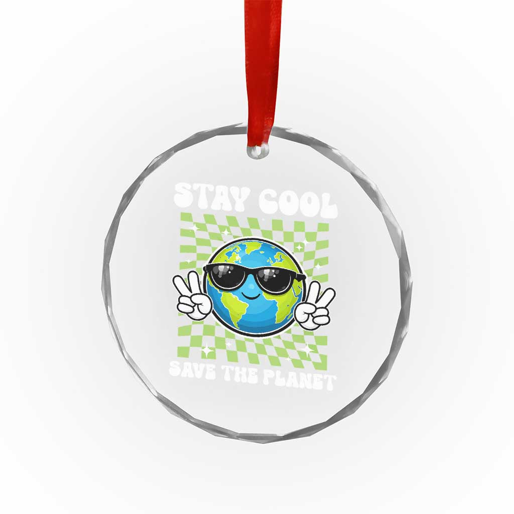 Groovy Earth Day Save The Planet Crystal Glass Ornament