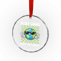 Groovy Earth Day Save The Planet Crystal Glass Ornament