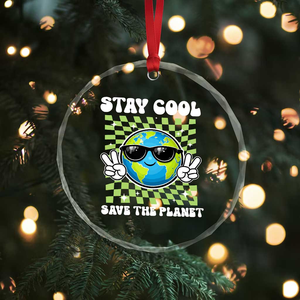 Groovy Earth Day Save The Planet Crystal Glass Ornament