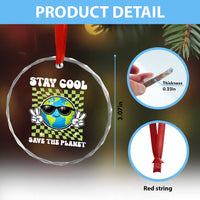 Groovy Earth Day Save The Planet Crystal Glass Ornament