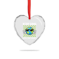 Groovy Earth Day Save The Planet Heart Crystal Glass Ornament