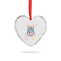 Groovy Easter Vibes Heart Crystal Glass Ornament Retro Bunny Smile Eggs - Wonder Print Shop
