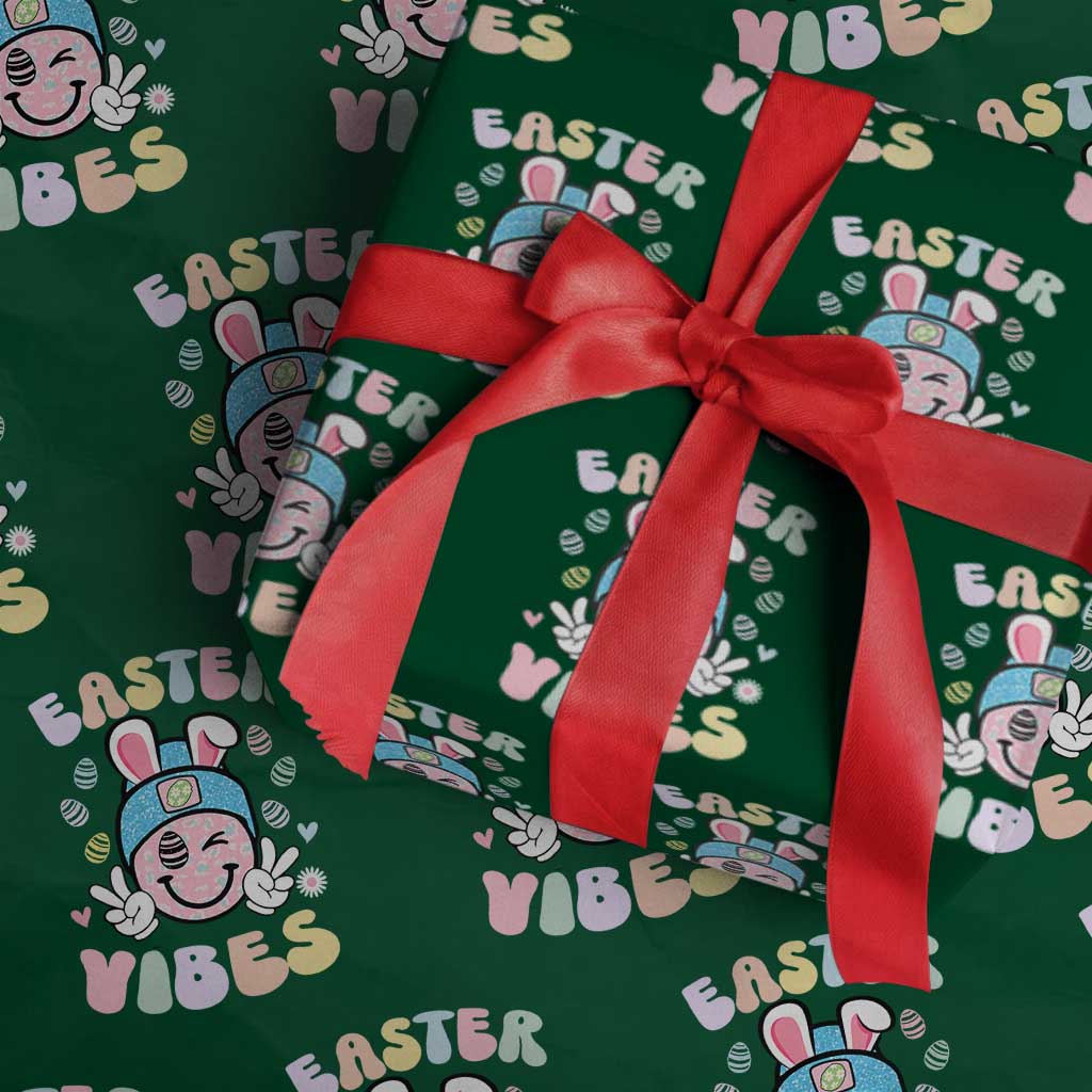 Groovy Easter Vibes Wrapping Paper Roll Retro Bunny Smile Eggs - Wonder Print Shop