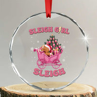 Groovy Gingerbread Sleigh Girl Sleigh Pink Xmas Crystal Glass Ornament TS09