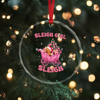 Groovy Gingerbread Sleigh Girl Sleigh Pink Xmas Crystal Glass Ornament TS09