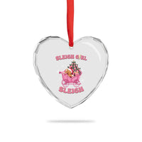 Groovy Gingerbread Sleigh Girl Sleigh Pink Xmas Heart Crystal Glass Ornament - Wonder Print Shop