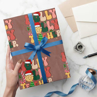 Groovy Holly Jolly Teacher Christmas Retro Xmas Wrapping Paper Roll
