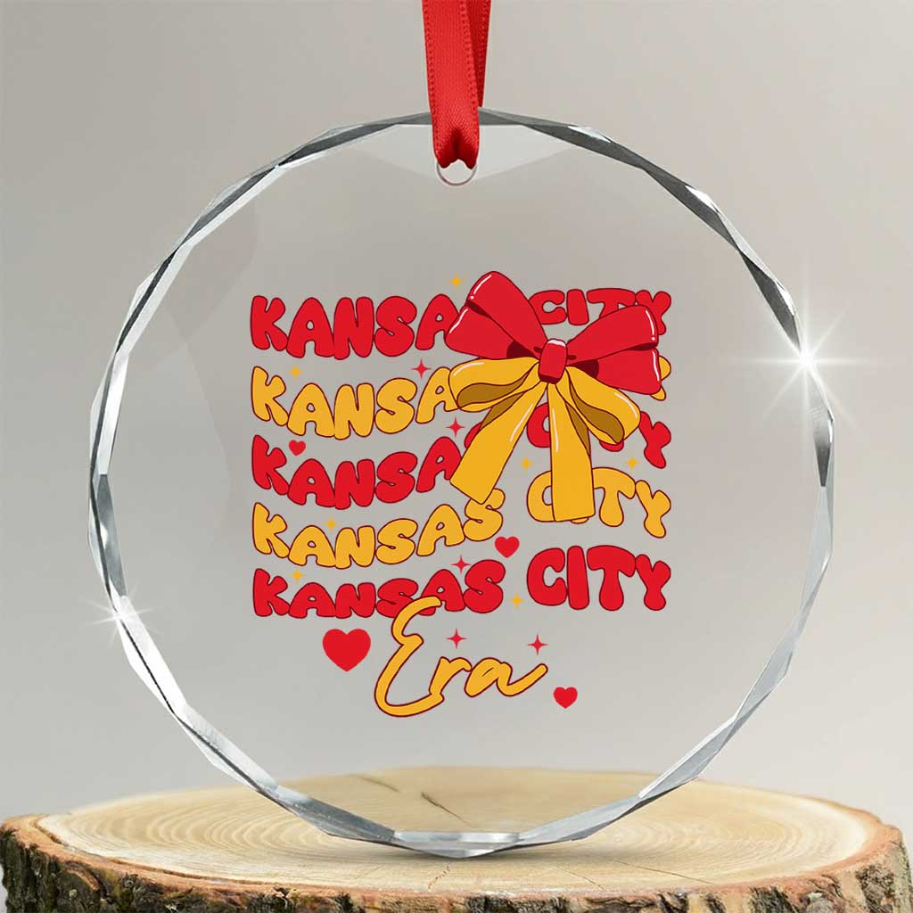 Groovy In My Kansas City Era Crystal Glass Ornament Retro Coquette Bow - Wonder Print Shop